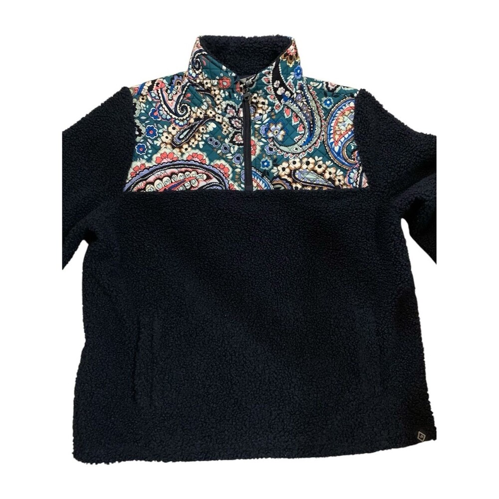 Vera Bradley  Sherpa Pullover with Multicolor Paisley Yoke Large